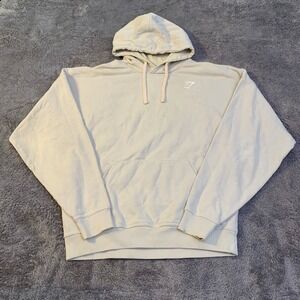 Gymshark Mens Hoodie Sand Beige Pullover Hoodie Size Large Worn